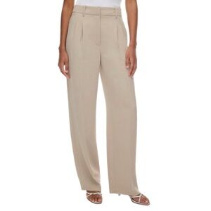 Aritzia Women’s Wilfred High Rise Wide Leg Tan Trousers With Pockets, Size 12